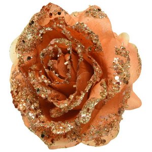 Искусственная роза Karmelita 14 см мандариновая, клипса (Kaemingk, Нидерланды). Артикул: ID75019