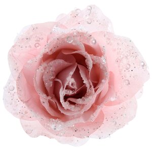 Роза Искристая 14 см розовая, клипса Kaemingk фото 2