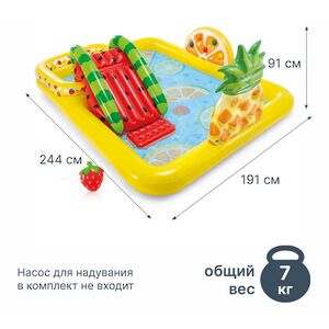 Игровой центр Фруктовый фейерверк 244*191*91 см с горкой и фонтаном, клапан INTEX (Интекс) фото 2