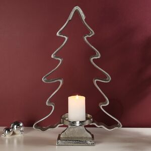 Декоративный подсвечник Елочка Пиния 47 см серебряный (Kaemingk, Нидерланды). Артикул: 640655
