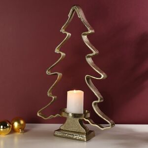 Декоративный подсвечник Елочка Пиния 47 см золотой (Kaemingk, Нидерланды). Артикул: 640657