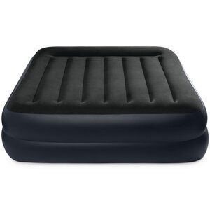 Надувная кровать с насосом Pillow Rest 152*203*42 см темно-синяя с синим INTEX фото 2