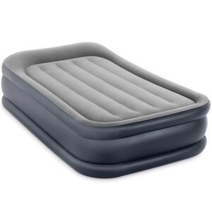 Надувная кровать с насосом Deluxe Pillow Rest 99*191*42 см серо-синяя