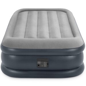 Надувная кровать с насосом Deluxe Pillow Rest 99*191*42 см серо-синяя INTEX фото 2
