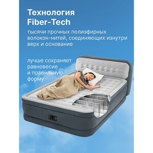 Надувная кровать с насосом Ultra Plush Heardboard 152*236*86 см INTEX фото 3