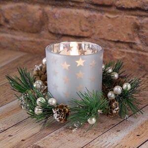 Подсвечник Миниатюрный венок, 7*8.4 см, серебро (Kaemingk, Нидерланды). Артикул: 645378/645075