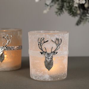 Стеклянный подсвечник Deers Style 10 см белый (Kaemingk, Нидерланды). Артикул: 645461-1