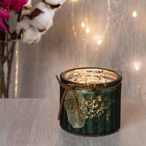 Подсвечник Лесная Соната 8 см зеленый бархат, стекло (Kaemingk, Нидерланды). Артикул: 645473-1