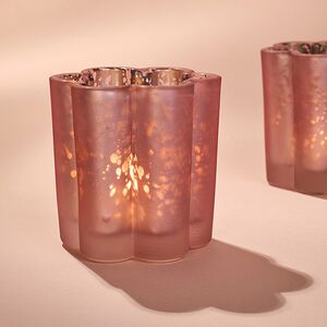 Стеклянный подсвечник для маленькой свечи Нежная Фиалка 6 см светло-розовый