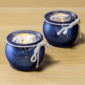 Подсвечник стеклянный Зимнее Настроение синий, 7*5.5 см (Kaemingk, Нидерланды). Артикул: 646732-син