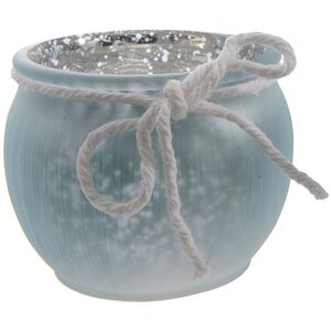 Подсвечник стеклянный Зимнее Настроение голубой, 7*5.5 см (Kaemingk, Нидерланды). Артикул: 646732-гол