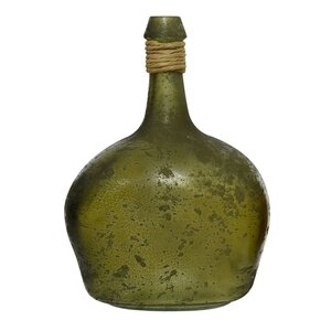 Декоративная бутылка Корфу 26 см зеленая, стекло (Kaemingk, Нидерланды). Артикул: 647224-1