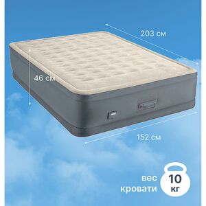 Надувная кровать с насосом Premaire II 203*152*46 см, USB INTEX фото 2