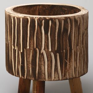 Деревянное кашпо на ножках Paulownia Cocoa 22 см Kaemingk фото 3