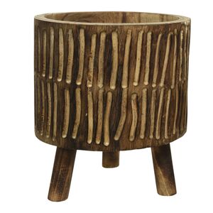 Деревянное кашпо на ножках Paulownia Cocoa 22 см Kaemingk фото 4