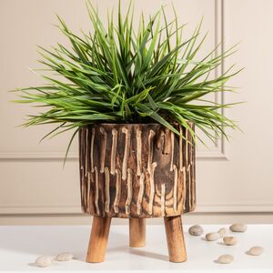 Деревянное кашпо на ножках Павловния Какао 22 см