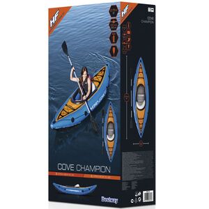 Надувная байдарка Champion-X1 одноместная 275*81 см + насос и весла Bestway фото 9