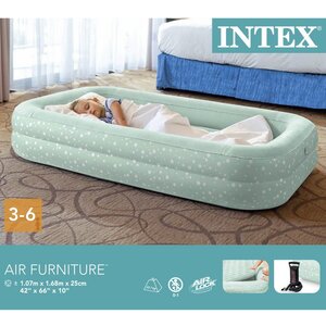 Детская надувная кровать с бортиками Kidz Travel Stars 107*168*25 см, ручной насос INTEX фото 6