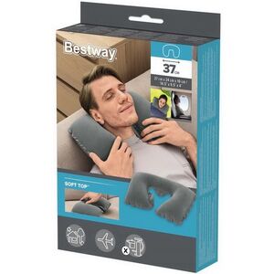 Надувная дорожная подушка 37 см флокированная, серая Bestway (Бествей) фото 7