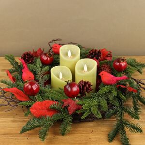 Светодиодная свеча с имитацией пламени 15 см, зеленая восковая, батарейка Peha фото 7