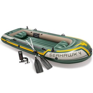 Надувная лодка SeaHawk 400-Set четырехместная 351*145*48 см + насос и весла, уцененная INTEX фото 1