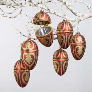 Набор елочных игрушек-шкатулок Яйцо Росса Грандиосо 11 см красный, 6 шт, стекло (EDG, Италия). Артикул: 684145-42-набор