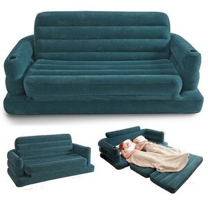 Надувной диван-трансформер 193*221*66 см сине-зеленый INTEX фото 3