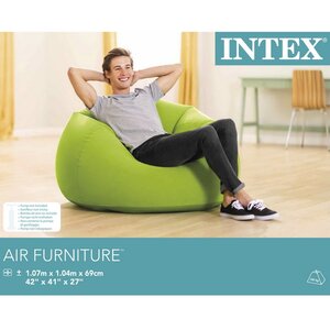 Надувное кресло Beanless Bag Chair 107*104*69 см салатовое INTEX фото 4