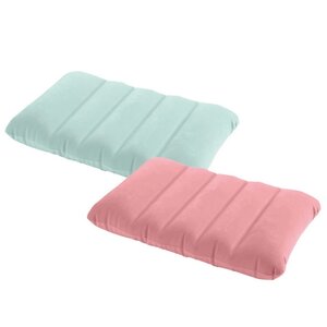 Надувная подушка 43*28*9 см нежно-розовая, флокированная INTEX фото 3