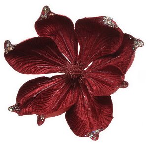 Искусственный цветок Магнолия Marsala Velvet 25 см, клипса Kaemingk фото 5