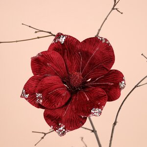 Искусственный цветок Магнолия Marsala Velvet 25 см, клипса (Kaemingk, Нидерланды). Артикул: ID76743