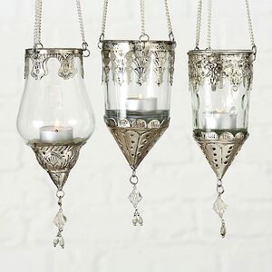 Подвесные стеклянные подсвечники Кампофеличе 3 шт 23 см (Boltze, Германия). Артикул: 7106700-набор