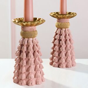 Декоративный подсвечник Tassel Roggero 15 см пудровый EDG (ЭДГ) фото 2