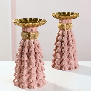 Декоративный подсвечник Tassel Roggero 15 см пудровый EDG (ЭДГ) фото 6