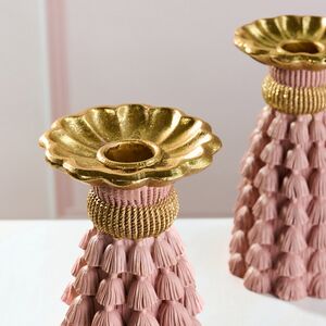 Декоративный подсвечник Tassel Roggero 15 см пудровый EDG (ЭДГ) фото 4