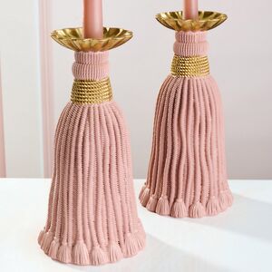 Декоративный подсвечник Grande Tassel 26 см пудровый EDG фото 2