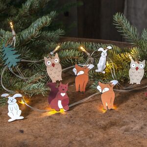 Светодиодная гирлянда на батарейках Forest Friends, 1.8 м, 10 теплых белых LED ламп, прозрачный ПВХ, IP20 (Star Trading, Швеция). Артикул: 729-31