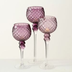 Набор подсвечников-бокалов Мануэль 30-40 см, 3 шт, нежно-сиреневый (Boltze, Германия). Артикул: 7418300