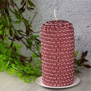 Декоративная свеча Жемчужная 130*65 мм розовая (Омский Свечной, Россия). Артикул: 7518-свеча