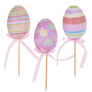 Пасхальные украшения Яйца на палочке Лиловый Пэчворк 5 см, 3 шт  (Koopman, Нидерланды). Артикул: 765028100-1
