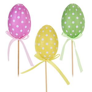 Пасхальные украшения Яйца на палочке Разноцветный Горошек 5 см, 3 шт  (Koopman, Нидерланды). Артикул: 765028100-2