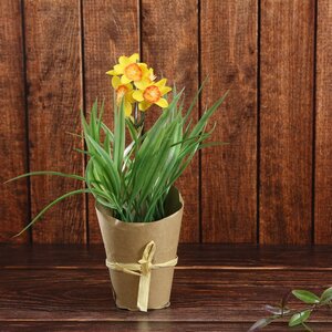 Искусственный цветок в горшке Нарцисс Sunny Yellow 20 см