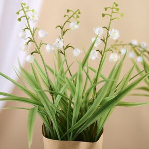 Искусственный цветок в горшке Ландыш Снежный 20 см Kaemingk (Кейминг) фото 2