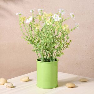 Искусственный цветок в кашпо Вербена 22 см, белый