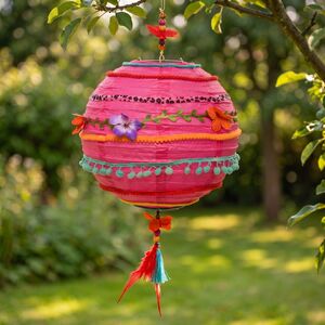 Бумажный шар Хиппи-стиль 50*30 см розовый