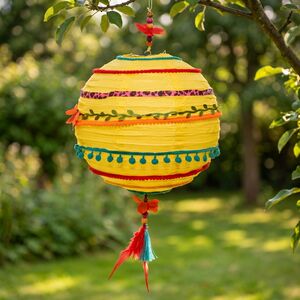 Бумажный шар Хиппи-стиль 50*30 см желтый