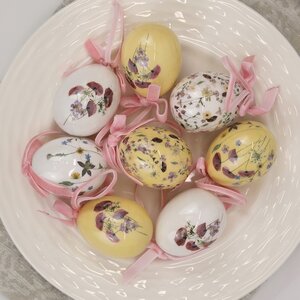 Пасхальные украшения Яйца Floral Easter 5 см, 8 шт, подвеска (Kaemingk, Нидерланды). Артикул: 802991