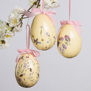 Пасхальные украшения Яйца Easter von Delicacy 12 см, 3 шт, желтые, подвеска (Kaemingk, Нидерланды). Артикул: 802993-набор-1
