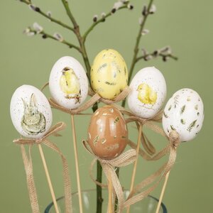 Пасхальные украшения Яйца на палочке Sweet Easter 6 см, 6 шт (Kaemingk, Нидерланды). Артикул: 802997