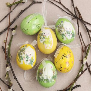 Пасхальные украшения Яйца Happy Sappy Easter 6 см, 6 шт, подвеска (Kaemingk, Нидерланды). Артикул: 803002-1